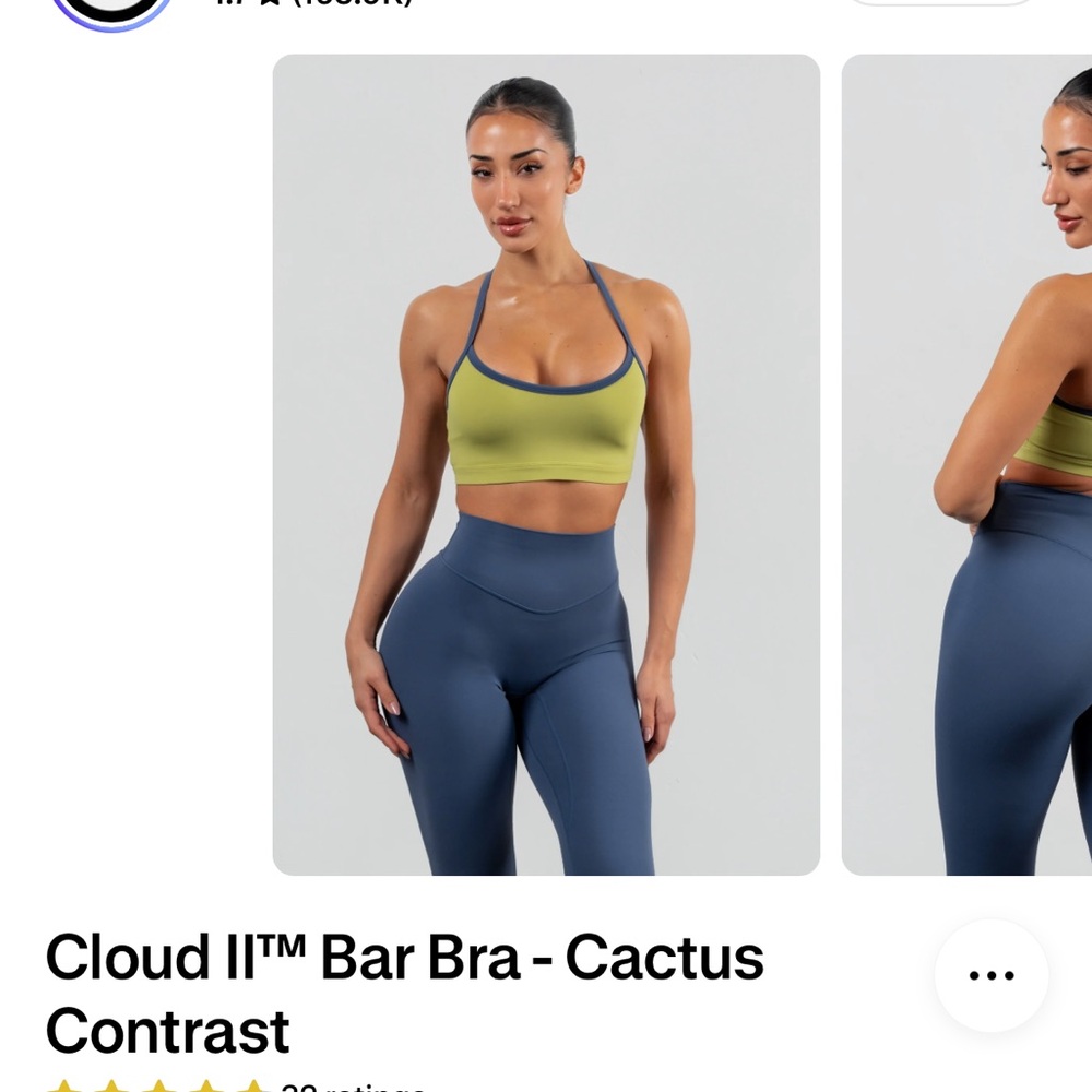 Women’s Light Green Sports Bra with Blue Trim
